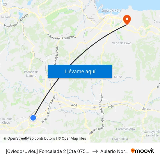 [Oviedo/Uviéu]  Foncalada 2 [Cta 07571] to Aulario Norte map