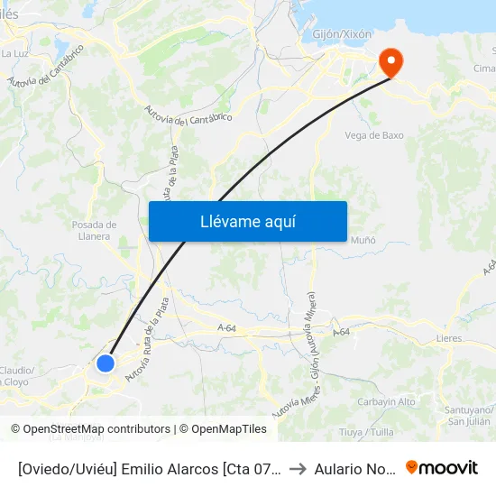 [Oviedo/Uviéu]  Emilio Alarcos [Cta 07573] to Aulario Norte map
