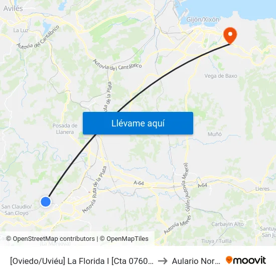 [Oviedo/Uviéu]  La Florida I [Cta 07602] to Aulario Norte map