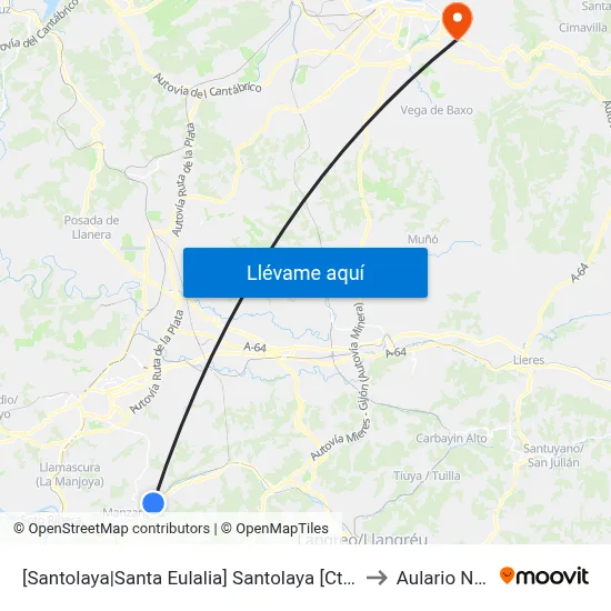 [Santolaya|Santa Eulalia]  Santolaya [Cta 07700] to Aulario Norte map