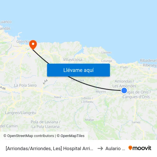 [Arriondas/Arriondes, Les]  Hospital Arriondas [Cta 07716] to Aulario Norte map