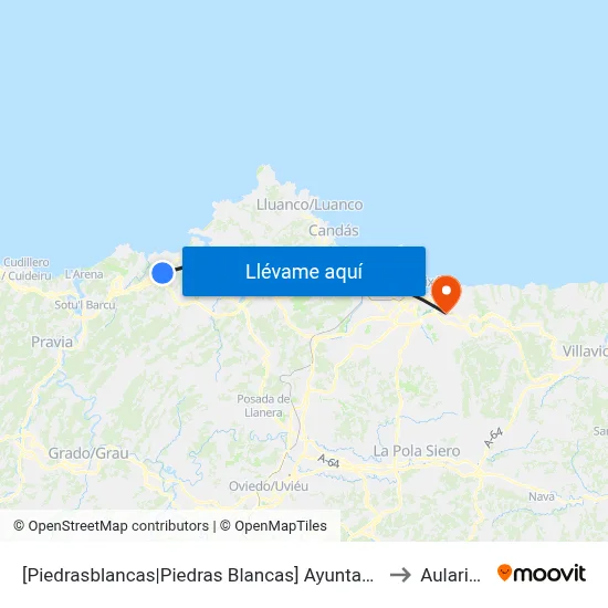 [Piedrasblancas|Piedras Blancas]  Ayuntamiento Castrillón [Cta 07725] to Aulario Norte map