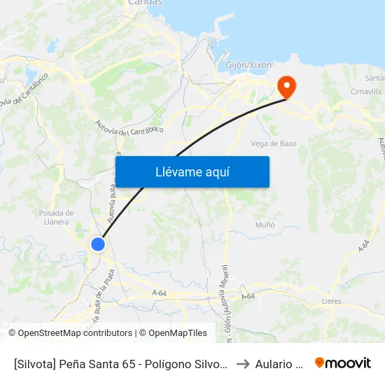 [Silvota]  Peña Santa 65 - Polígono Silvota [Cta 07954] to Aulario Norte map