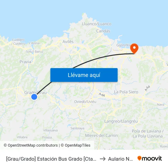 [Grau/Grado]  Estación Bus Grado [Cta 07985] to Aulario Norte map