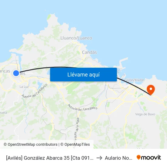 [Avilés]  González Abarca 35 [Cta 09132] to Aulario Norte map