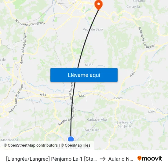[Llangréu/Langreo]  Pénjamo La-1 [Cta 09988] to Aulario Norte map