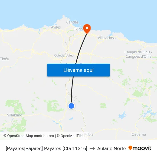 [Payares|Pajares]  Payares [Cta 11316] to Aulario Norte map