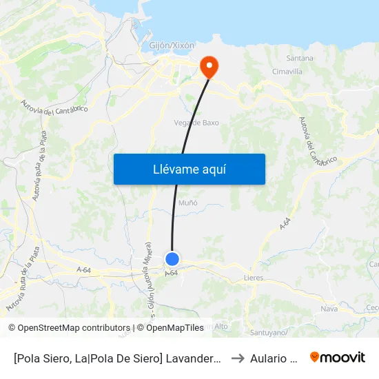 [Pola Siero, La|Pola De Siero]  Lavandera [Cta 09332] to Aulario Norte map