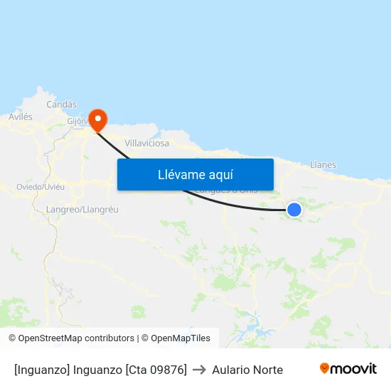 [Inguanzo]  Inguanzo [Cta 09876] to Aulario Norte map