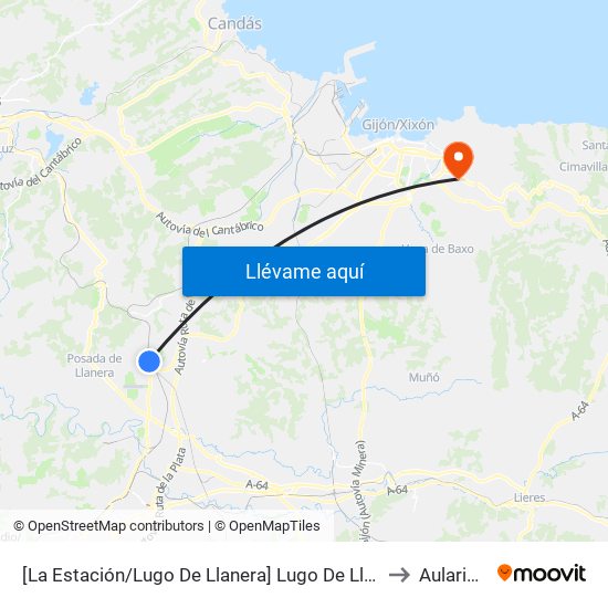 [La Estación/Lugo De Llanera]  Lugo De Llanera - Cabina [Cta 12584] to Aulario Norte map