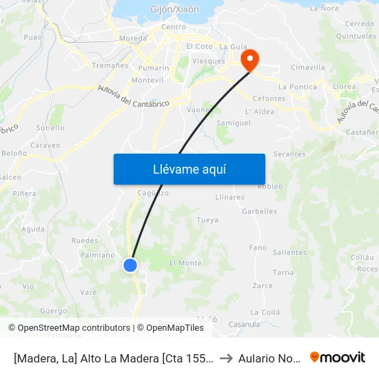 [Madera, La]  Alto La Madera [Cta 15511] to Aulario Norte map