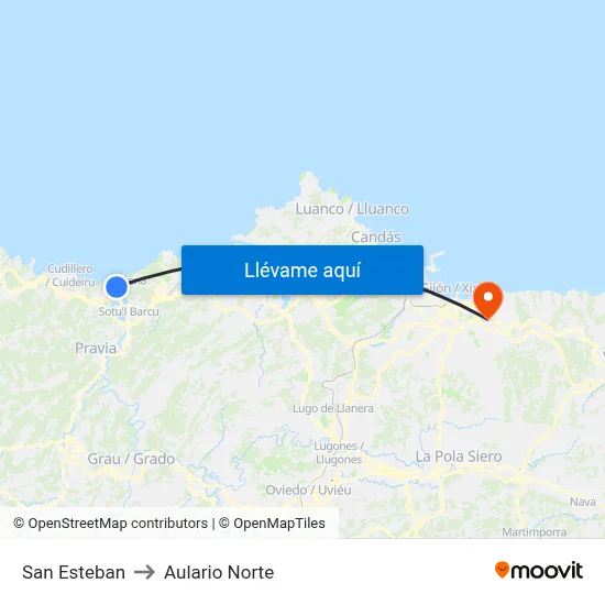 San Esteban to Aulario Norte map