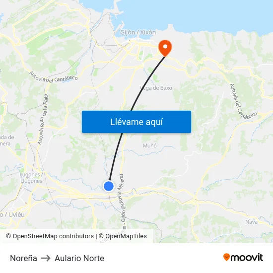 Noreña to Aulario Norte map