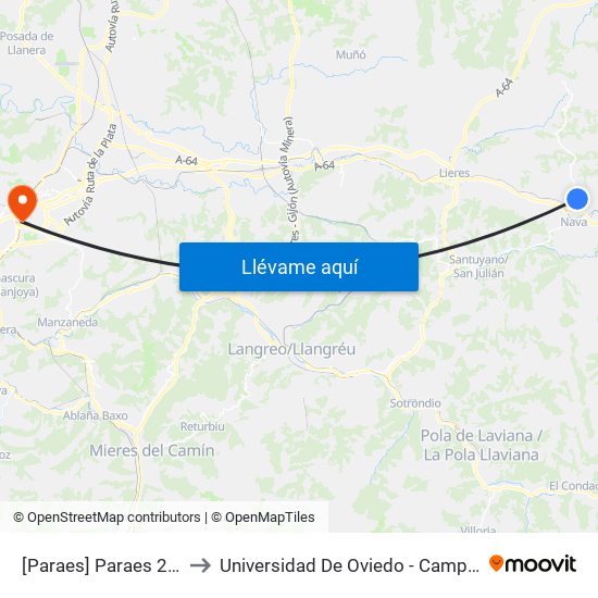 [Paraes]  Paraes 2 [Cta 18798] to Universidad De Oviedo - Campus De Llamaquique map