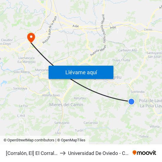 [Corralón, El]  El Corral Nuevo [Cta 01194] to Universidad De Oviedo - Campus De Llamaquique map