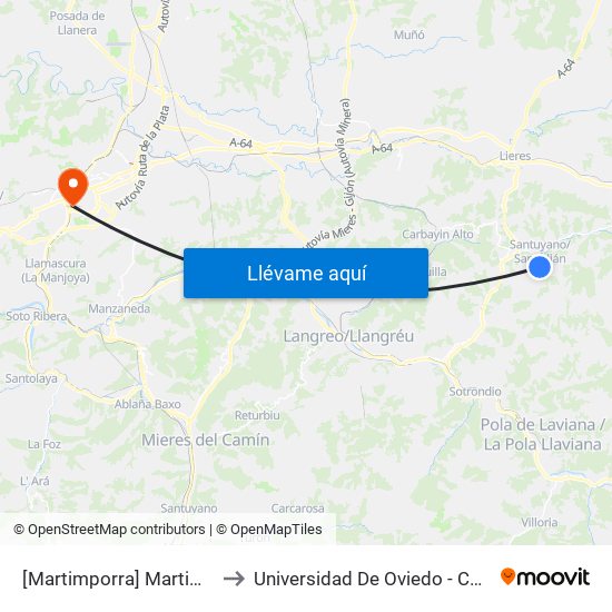 [Martimporra]  Martimporra [Cta 01198] to Universidad De Oviedo - Campus De Llamaquique map