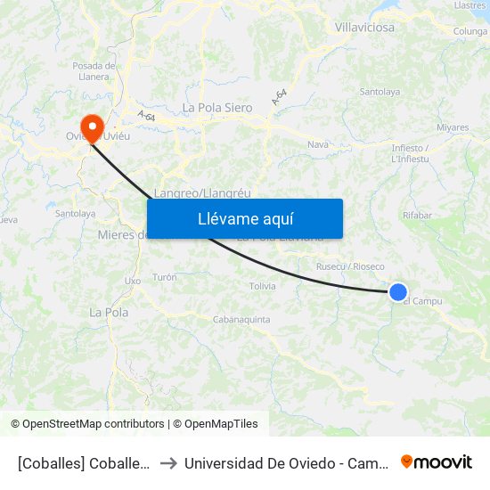 [Coballes]  Coballes [Cta 01217] to Universidad De Oviedo - Campus De Llamaquique map