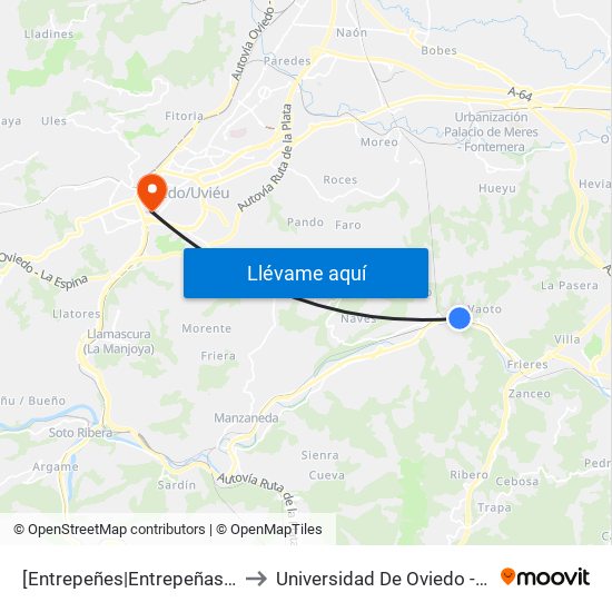 [Entrepeñes|Entrepeñas]  Entrepeñes [Cta 01248] to Universidad De Oviedo - Campus De Llamaquique map