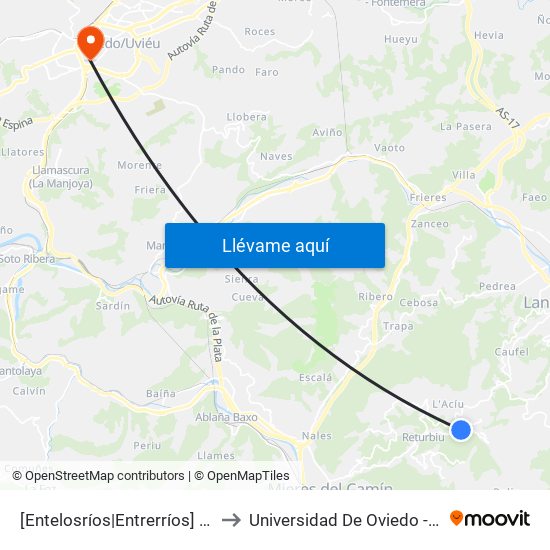 [Entelosríos|Entrerríos]  Vegadotos 2 [Cta 01269] to Universidad De Oviedo - Campus De Llamaquique map