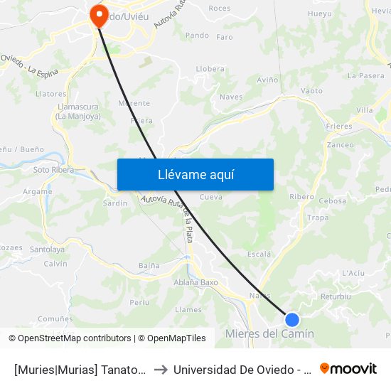 [Muries|Murias]  Tanatorio - Muries [Cta 01275] to Universidad De Oviedo - Campus De Llamaquique map