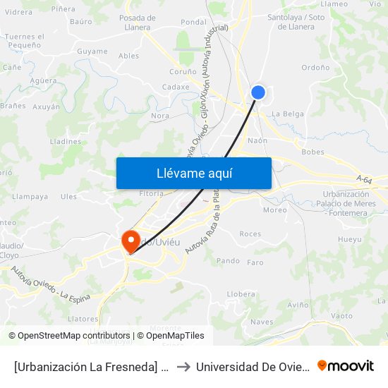 [Urbanización La Fresneda]  Cruce Camino De Santiago [Cta 02335] to Universidad De Oviedo - Campus De Llamaquique map