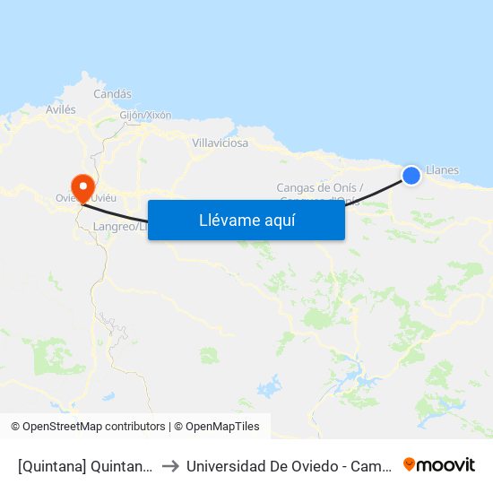 [Quintana]  Quintana [Cta 03553] to Universidad De Oviedo - Campus De Llamaquique map