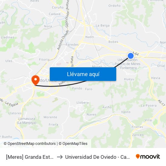 [Meres]  Granda Este 2 [Cta 03569] to Universidad De Oviedo - Campus De Llamaquique map