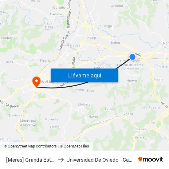 [Meres]  Granda Este 3 [Cta 03570] to Universidad De Oviedo - Campus De Llamaquique map
