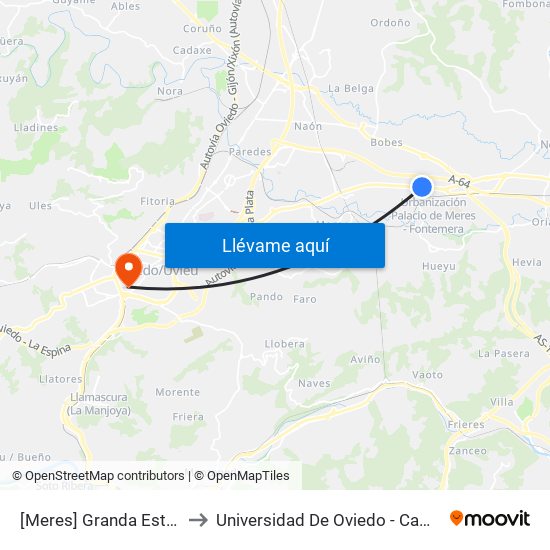 [Meres]  Granda Este 1 [Cta 03573] to Universidad De Oviedo - Campus De Llamaquique map