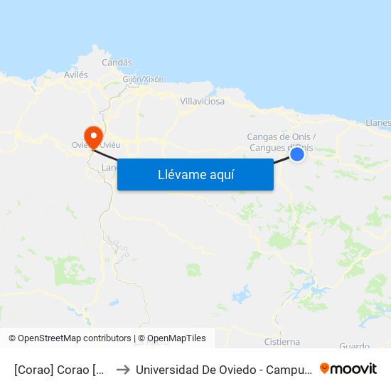 [Corao]  Corao [Cta 03601] to Universidad De Oviedo - Campus De Llamaquique map