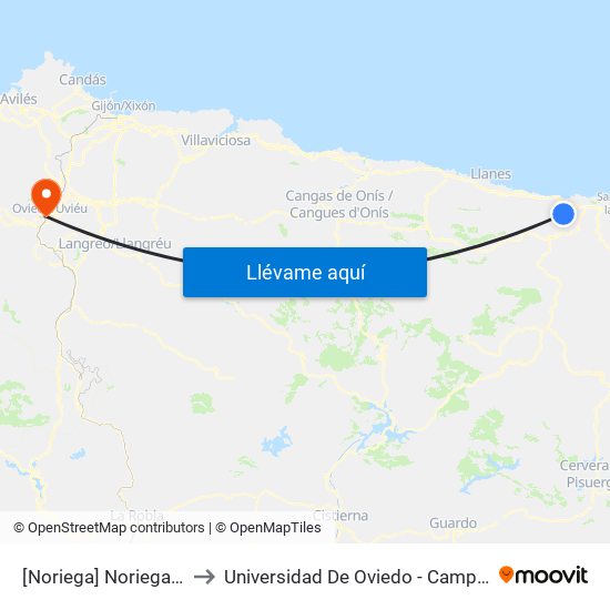 [Noriega]  Noriega [Cta 03670] to Universidad De Oviedo - Campus De Llamaquique map