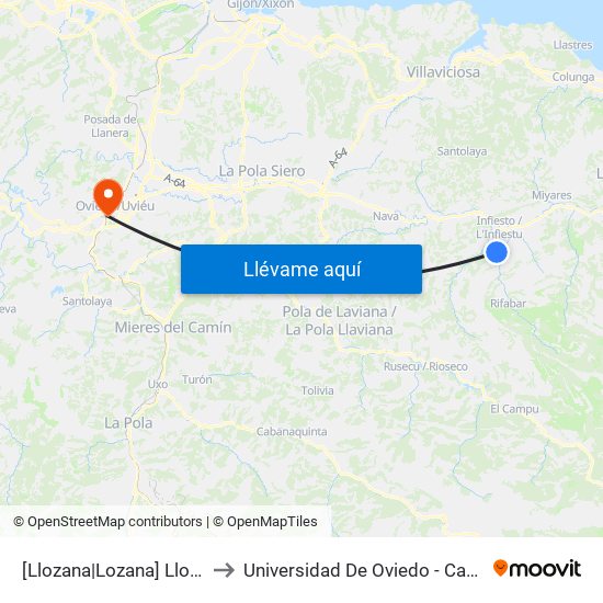 [Llozana|Lozana]  Llozana [Cta 03723] to Universidad De Oviedo - Campus De Llamaquique map
