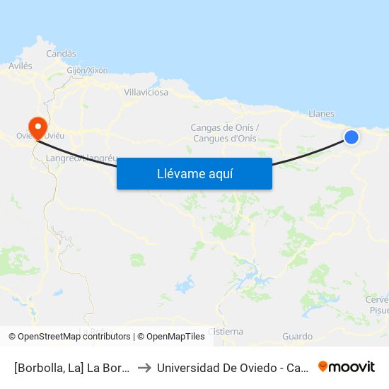 [Borbolla, La]  La Borbolla [Cta 03737] to Universidad De Oviedo - Campus De Llamaquique map