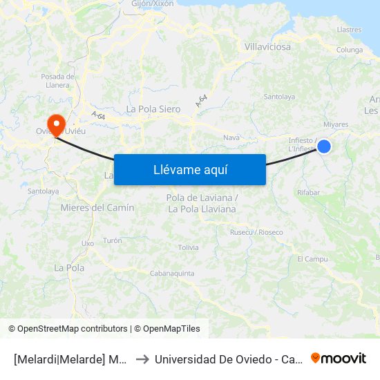 [Melardi|Melarde]  Melardi [Cta 03746] to Universidad De Oviedo - Campus De Llamaquique map