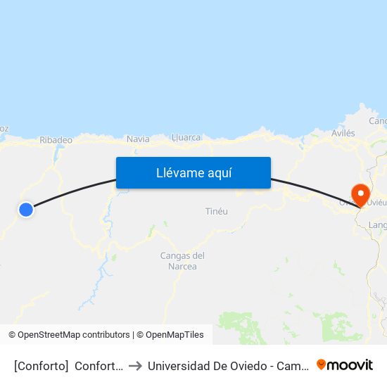 [Conforto]  Conforto [Cta 05908] to Universidad De Oviedo - Campus De Llamaquique map