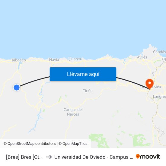 [Bres]  Bres [Cta 05915] to Universidad De Oviedo - Campus De Llamaquique map