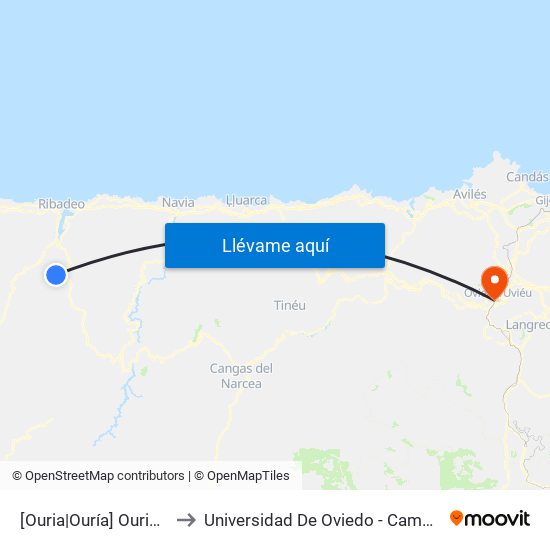 [Ouria|Ouría]  Ouria [Cta 05919] to Universidad De Oviedo - Campus De Llamaquique map