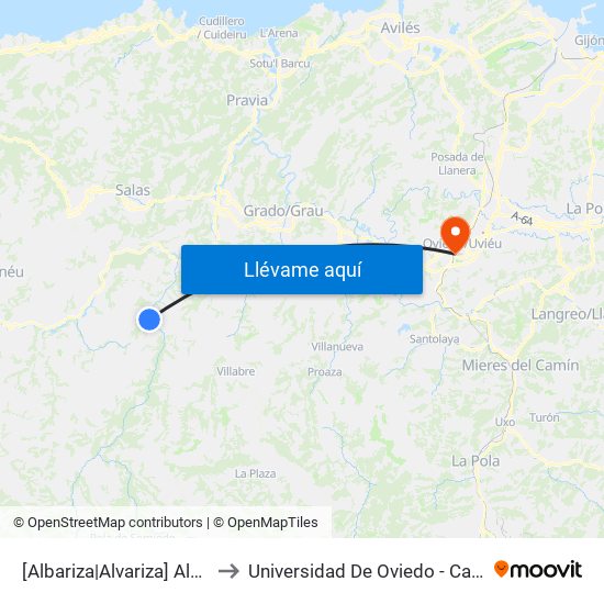 [Albariza|Alvariza]  Albariza [Cta 06011] to Universidad De Oviedo - Campus De Llamaquique map