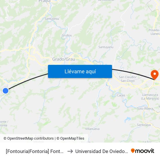 [Fontouria|Fontoria]  Fontouria - Las Xanias [Cta 06018] to Universidad De Oviedo - Campus De Llamaquique map