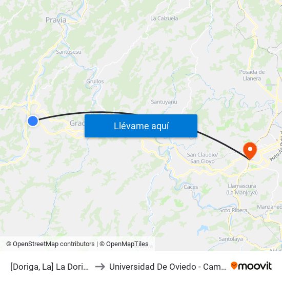 [Doriga, La]  La Doriga [Cta 06024] to Universidad De Oviedo - Campus De Llamaquique map
