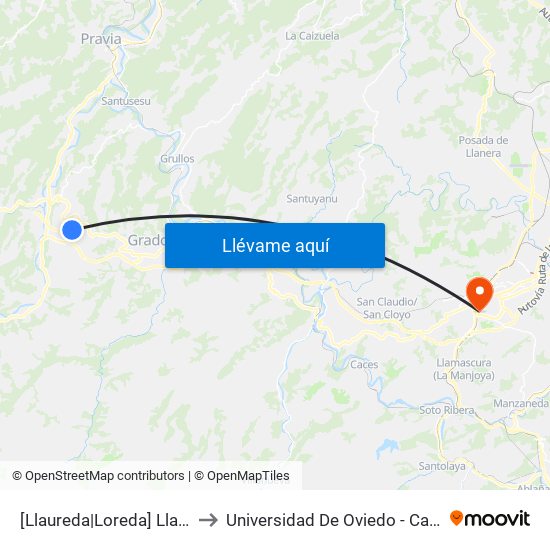 [Llaureda|Loreda]  Llaureda [Cta 06028] to Universidad De Oviedo - Campus De Llamaquique map