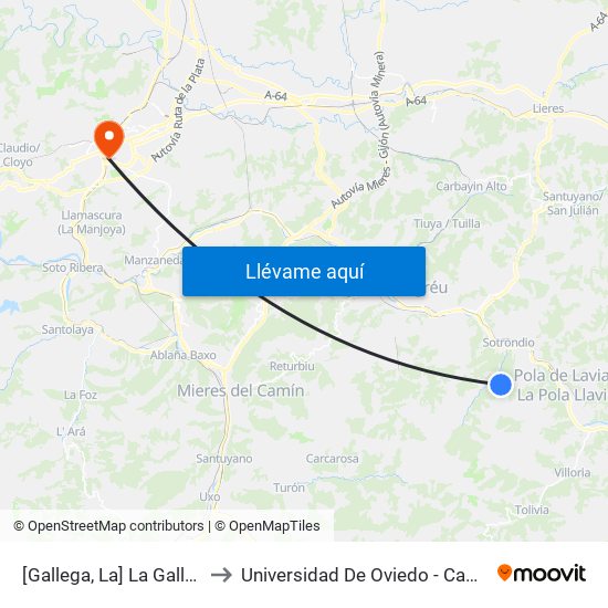 [Gallega, La]  La Gallega [Cta 06086] to Universidad De Oviedo - Campus De Llamaquique map