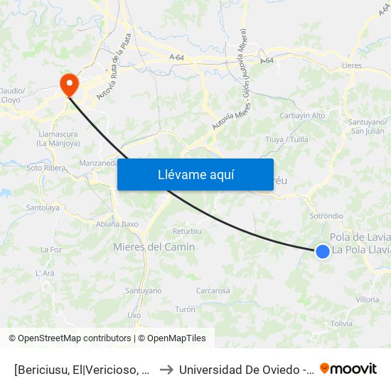 [Bericiusu, El|Vericioso, El]  El Bericiusu [Cta 06089] to Universidad De Oviedo - Campus De Llamaquique map