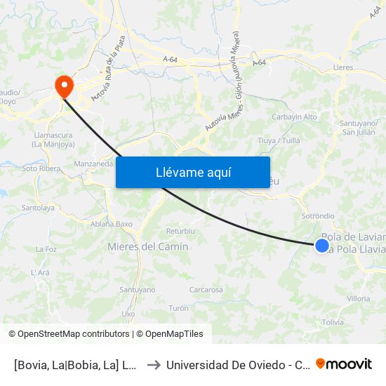 [Bovia, La|Bobia, La]  La Muezca [Cta 06092] to Universidad De Oviedo - Campus De Llamaquique map