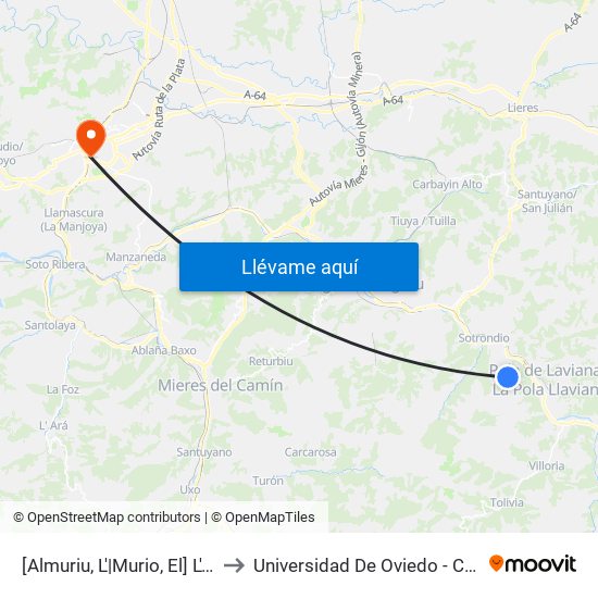 [Almuriu, L'|Murio, El]  L'Almuriu [Cta 06095] to Universidad De Oviedo - Campus De Llamaquique map