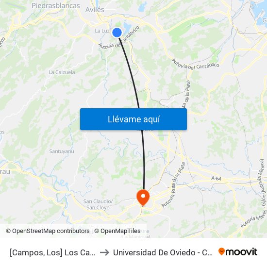 [Campos, Los]  Los Campos 2 [Cta 06110] to Universidad De Oviedo - Campus De Llamaquique map