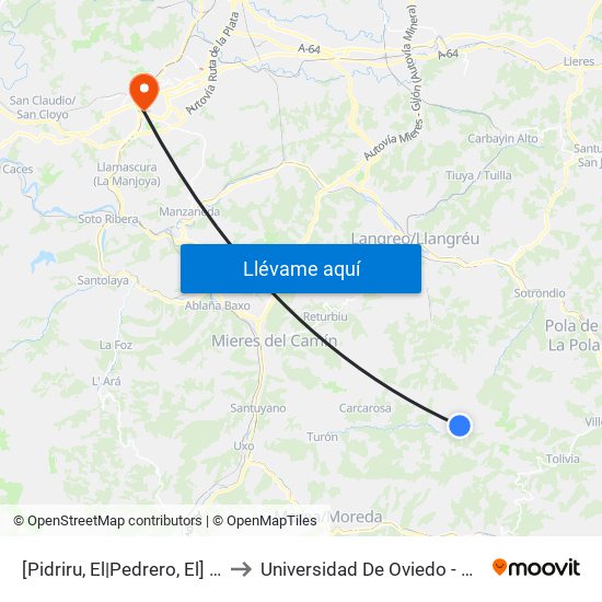 [Pidriru, El|Pedrero, El]  El Pidriru [Cta 06150] to Universidad De Oviedo - Campus De Llamaquique map