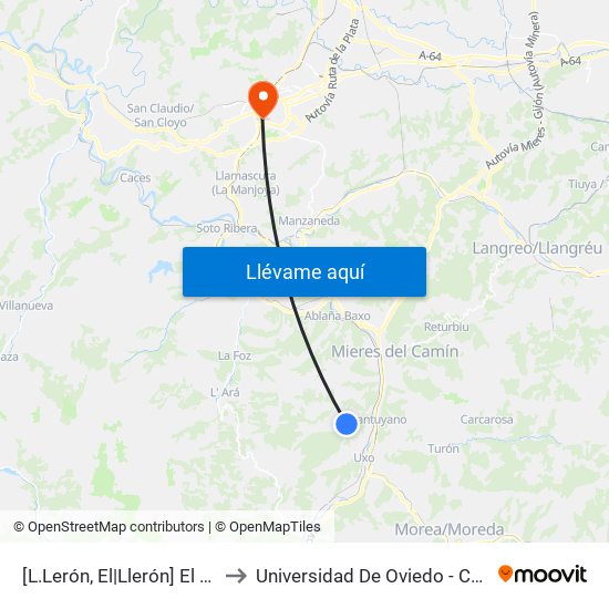 [L.Lerón, El|Llerón]  El L.Lerón [Cta 06177] to Universidad De Oviedo - Campus De Llamaquique map