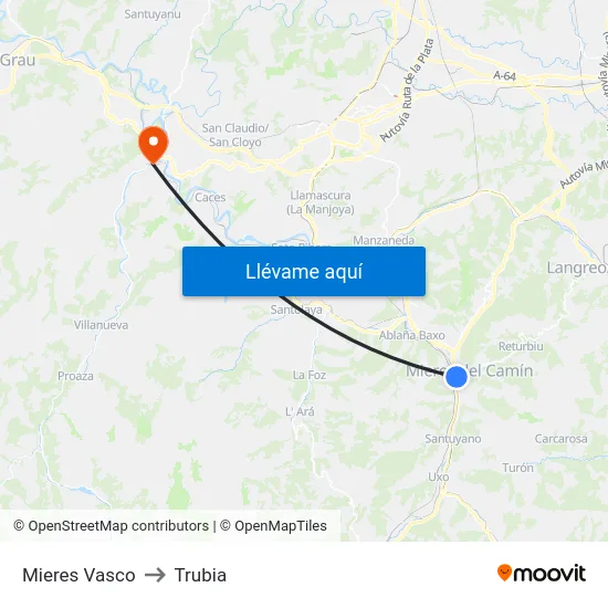 Mieres Vasco to Trubia map