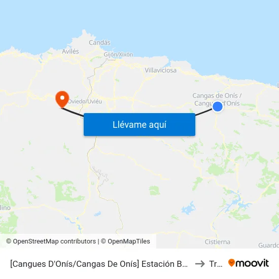 [Cangues D'Onís/Cangas De Onís]  Estación Bus Cangas De Onís [Cta 07993] to Trubia map